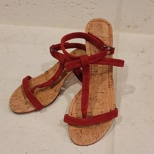 Donald J Pliner red suede sandals
